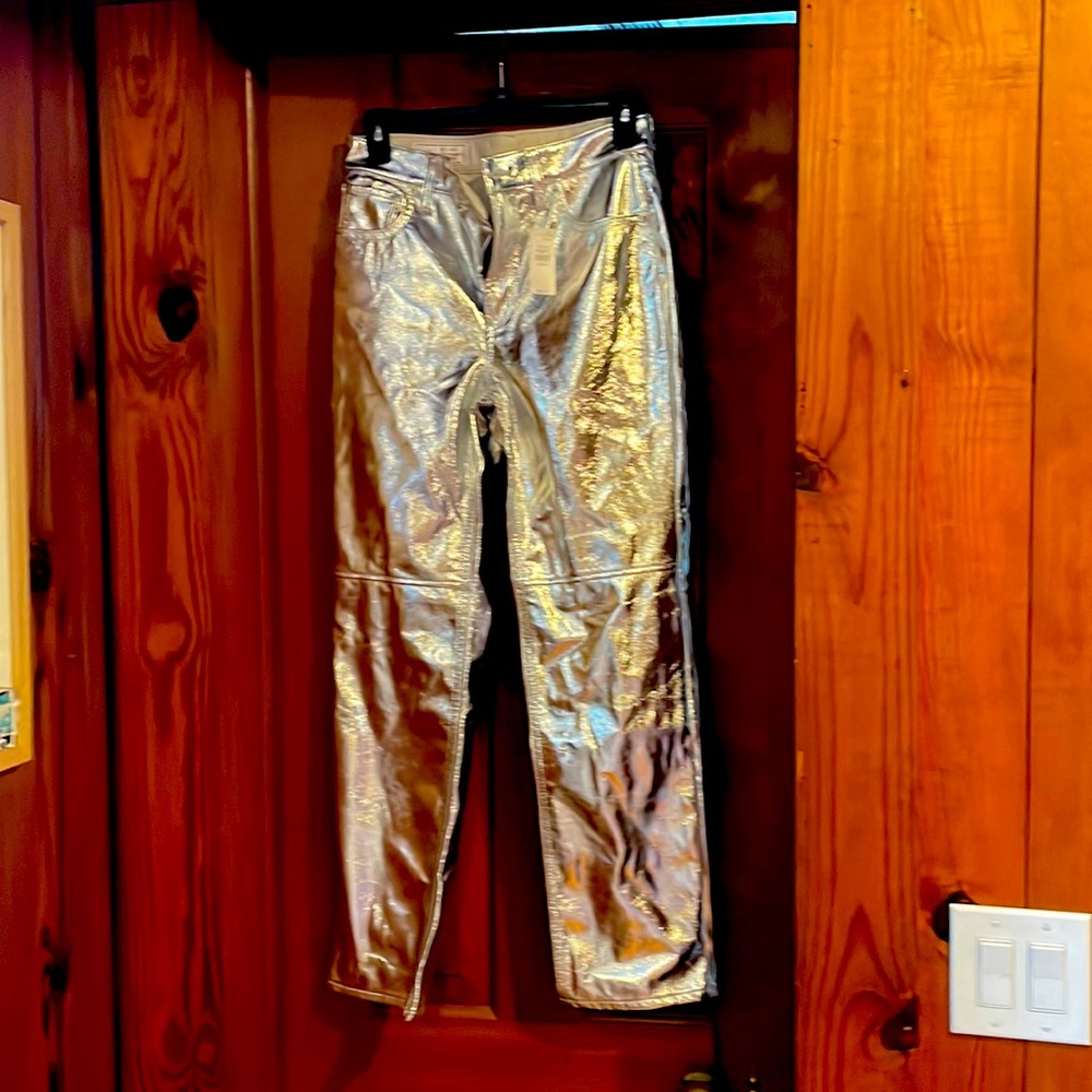 Brand new gap pants. Shiny silver pleather material